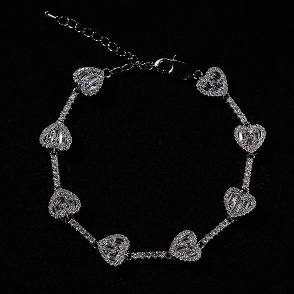 Bling Heart Charm Bracelet