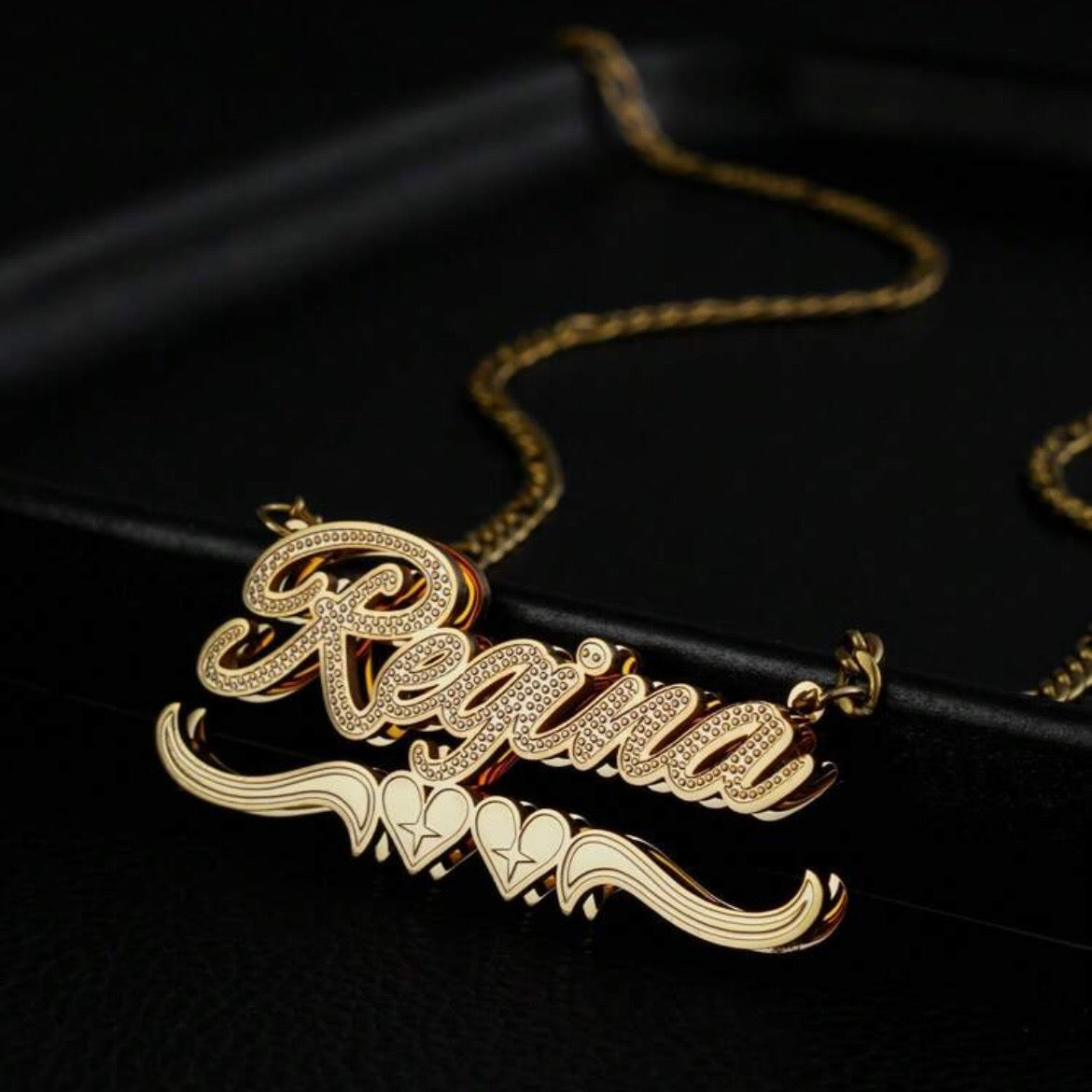 Double Heart Custom Nameplate