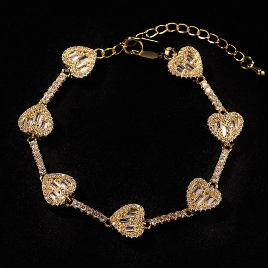 Bling Heart Charm Bracelet