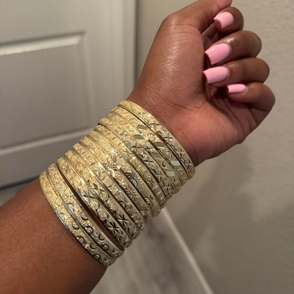 18k Gold Plates Bangle Set