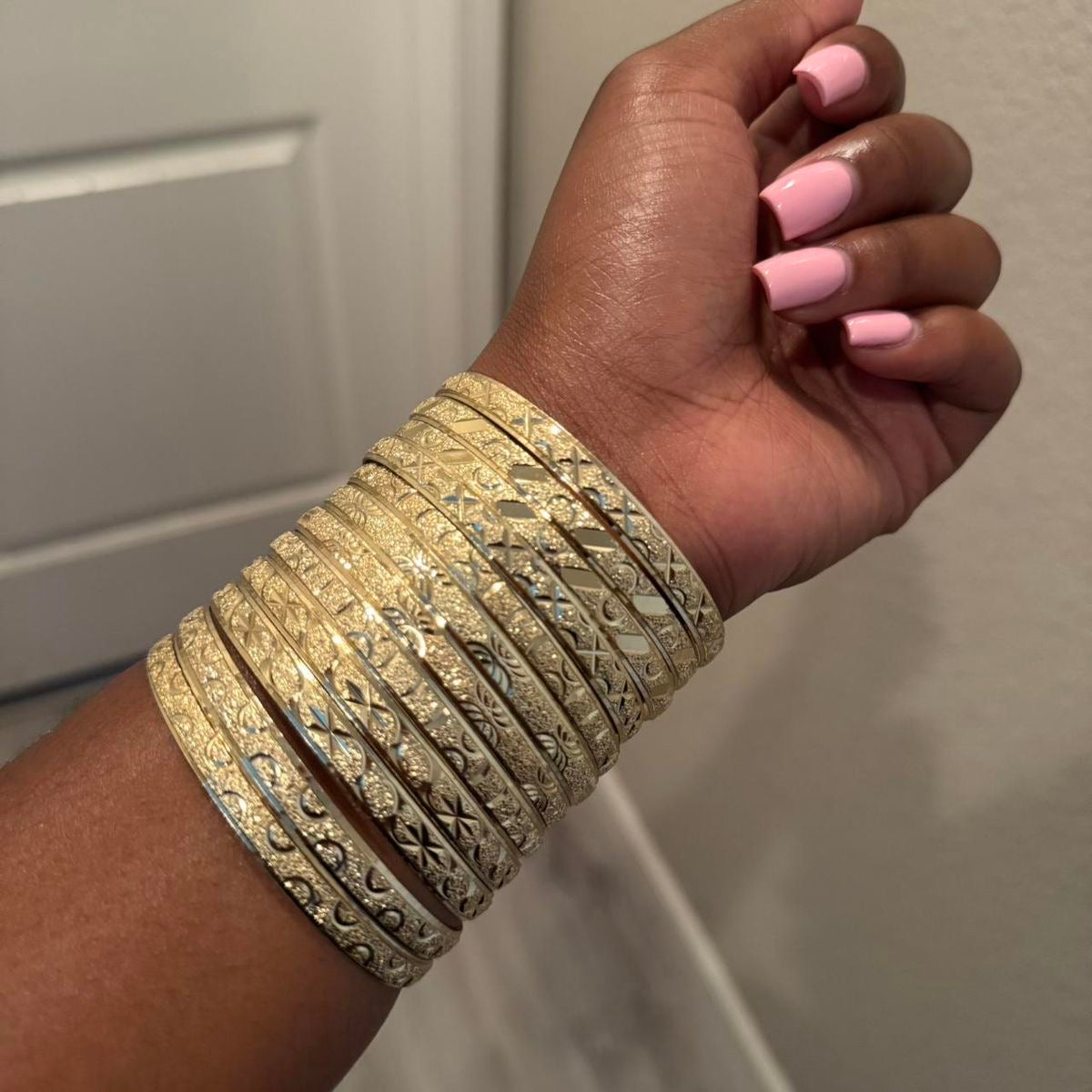 18k Gold Plates Bangle Set